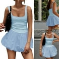 thumbnail image 2 of Womens Sleeveless Backless Pleated Bubble Ruffle Hemline Bodycon A Line Dress, 2 of 20