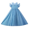 thumbnail image 5 of CPNG Girls' Sequin Tulle Floor-Length Dress – Illusion Neckline with Puff Sleeves, Sparkly Bodice for Flower Girl, Wedding Pageant & Formal Special Occasions, 5 of 7