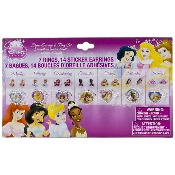 Disney Princess Rings & Earrings Accessory Set - pink, one size