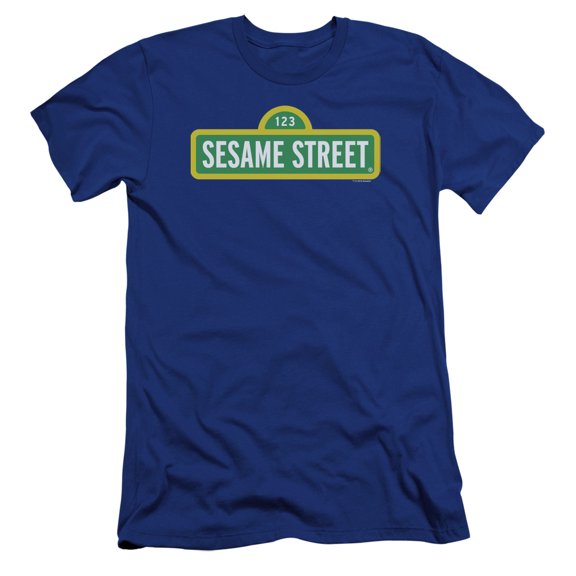Sesame Street Logo Premium Canvas Adult Slim Fit 30/1 T-Shirt Royal Blue