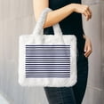 thumbnail image 6 of Wukai Navy Blue And White Stripes Print Plush Underarm Bag, Ladies Fluffy Shoulder Bag, Women Furry Flower Tote Bag Plush Handbag for Autumn and Winter, 6 of 7