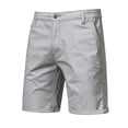 thumbnail image 6 of Summer new cotton casual shorts men's straight slim fit five-quarter pants large size solid color men's wear-khaki-32, 6 of 7