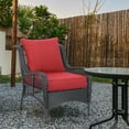 thumbnail image 3 of BPS 22x24x5 inch Outdoor Deep Seat Cushion, Water-Resistant Patio Furniture Cushions for Outdoor Chairs, Sofa, Couch, 2-Piece, Red, 3 of 8