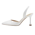thumbnail image 2 of XYD Women's Closed Pointy Toe Slingback High Heel Pumps Slip-on Back Elastic Strap Office Formal Dress Shoes Size 7 White, 2 of 4