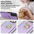 thumbnail image 3 of Feishell for Samsung A53 5G Wallet Case with Card Holder, 360°Rotation Ring Holder Kickstand, Premium PU Leather RFID Blocking Card Pocket Protective Cover for Samsung Galaxy A53 5G, Purple, 3 of 8