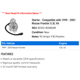 thumbnail image 2 of Starter - Compatible with 1999 - 2001 Nissan Frontier 3.3L V6 2000, 2 of 2