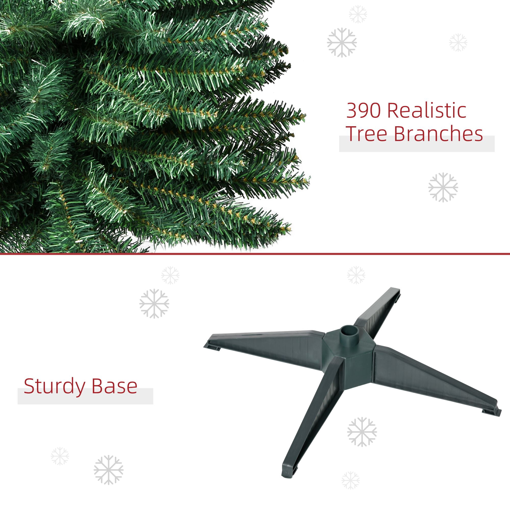 6Ft Pencil Christmas Tree, PVC Hinged Unlit Slim Artificial Christmas Tree for Home Party Holiday Decoration