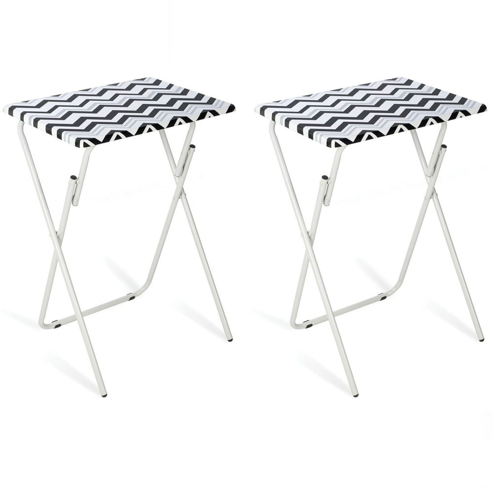 Atlantic Gray Metal Folding TV Tray Table Set with Stand, Black/Gray, 2
