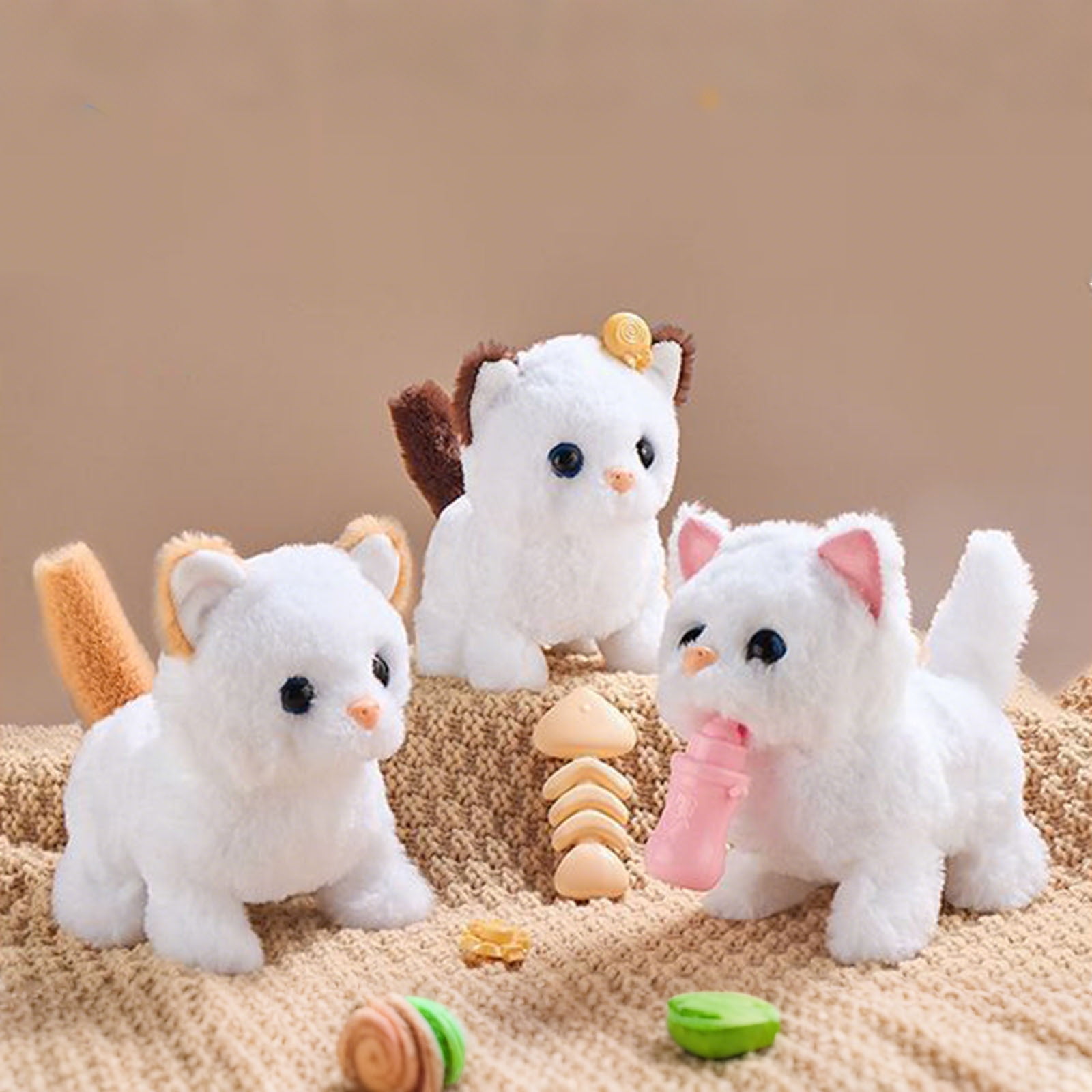 Plush Toy Kitty Electronic Interactive Cat Walking Cat Toy for Kids Realistic Toys for Girls Boys Toddler Toys Barking Wagging Tail Kitty Pet Care Gifts