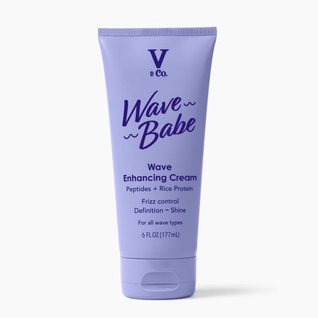 V&Co. Beauty Wave Babe Wave Enhancing Cream – Anti-Fizz Hair Cream for Wavy Hair, Hydrating Hair Care with Peptides & Rice Protein – 6 fl oz