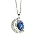 thumbnail image 3 of ievspot 1 Pcs Unisex Rotate Round Dragon Eye Crescent Moon Pendant Long Chain Necklace Jewelry, 3 of 5