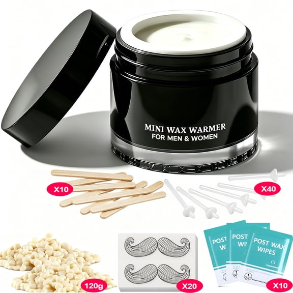 Charmonic Nose Wax Kit, 120g Nose Hair Wax Kit for Men & Women, Painless Nose Hair Removal with USB Fast Heat, Smart Constant Temp, 40 Applicators, Wooden Sticks, After-Wax Wipes and Moustache Guards