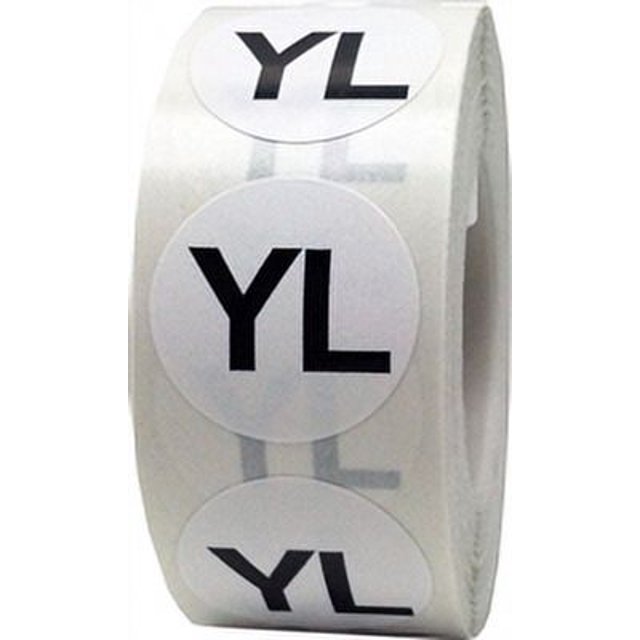 Autocollants YL Circle de Vêtements Blancs pour Jeunes, Ronds de 0,75 Pouce, 500 Labels sur un Rouleau