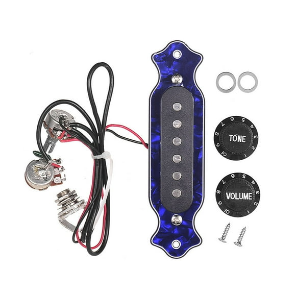 Pickup Blue Pearl Shell - Recogedor magnético con orificio de sonido de 6 cuerdas con controlador de volumen de tono para guitarra acústica eléctrica popular Tomshoo Pickup