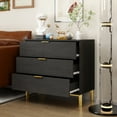 thumbnail image 3 of Kerrogee  3-Drawer Chest - Wooden Storage Dresser with Metal Legs Black, 3 of 5