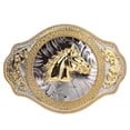 thumbnail image 2 of Rodeo Engraved Golden Horse Belts Buckle Men's Metal Vintage Western Accessory, 2 of 7