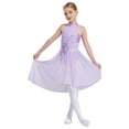 thumbnail image 3 of Manyakai Robe de Danse Ballet Sans Manches pour Filles Ourlet Irrégulier Floral Scintillant Violet Clair 10, 3 of 6