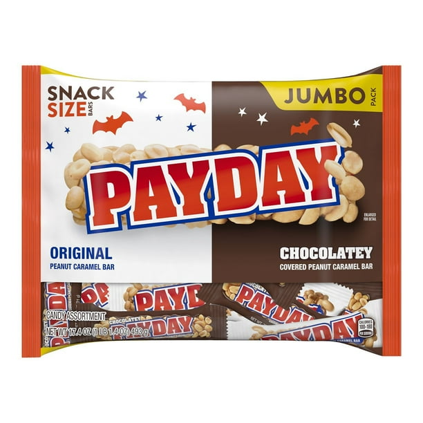 PAYDAY, Assorted Original and Chocolatey Peanut Caramel Snack Size