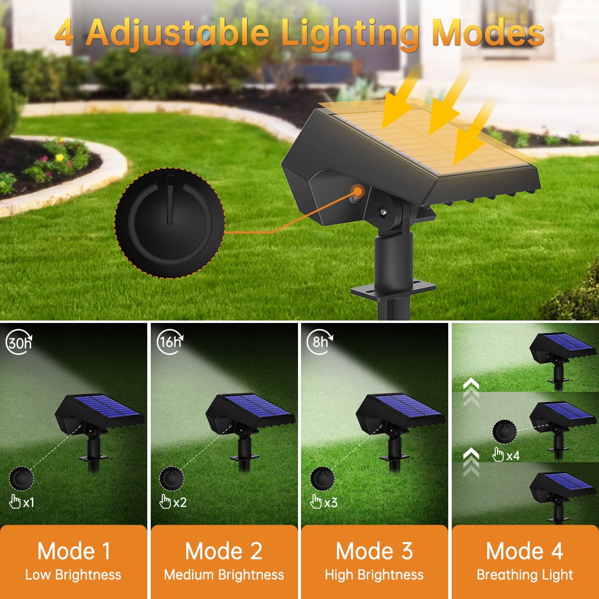 Dazhengyang Solar Lights Outdoor LED Spotlights,2-in-1 Rotable Dual Landscape and Wall Lights,12-LED Motion Sensor Security Lights,Bright Waterproof LED Lighting for Yard Driveway Patio Garden 
