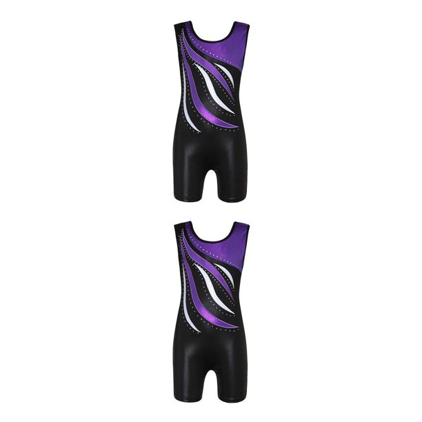 Jumpingount Niñas Ballet Danza Gimnasia Leotardos Tank Boy Shorts 11-12 Años Púrpura Púrpura 11-12 años 2Conjunto