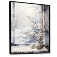 thumbnail image 2 of Designart "Winter Window View of Floral Snow I" Landscapes Framed Wall Art - Traditional White Japan Hallway Framed Wall Art Decor, 2 of 6