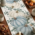 thumbnail image 6 of Smile Blue Pumpkins Eucalyptus Leaves Fall Thanksgiving Table Runner 13 x 72 Inch, 6 of 9