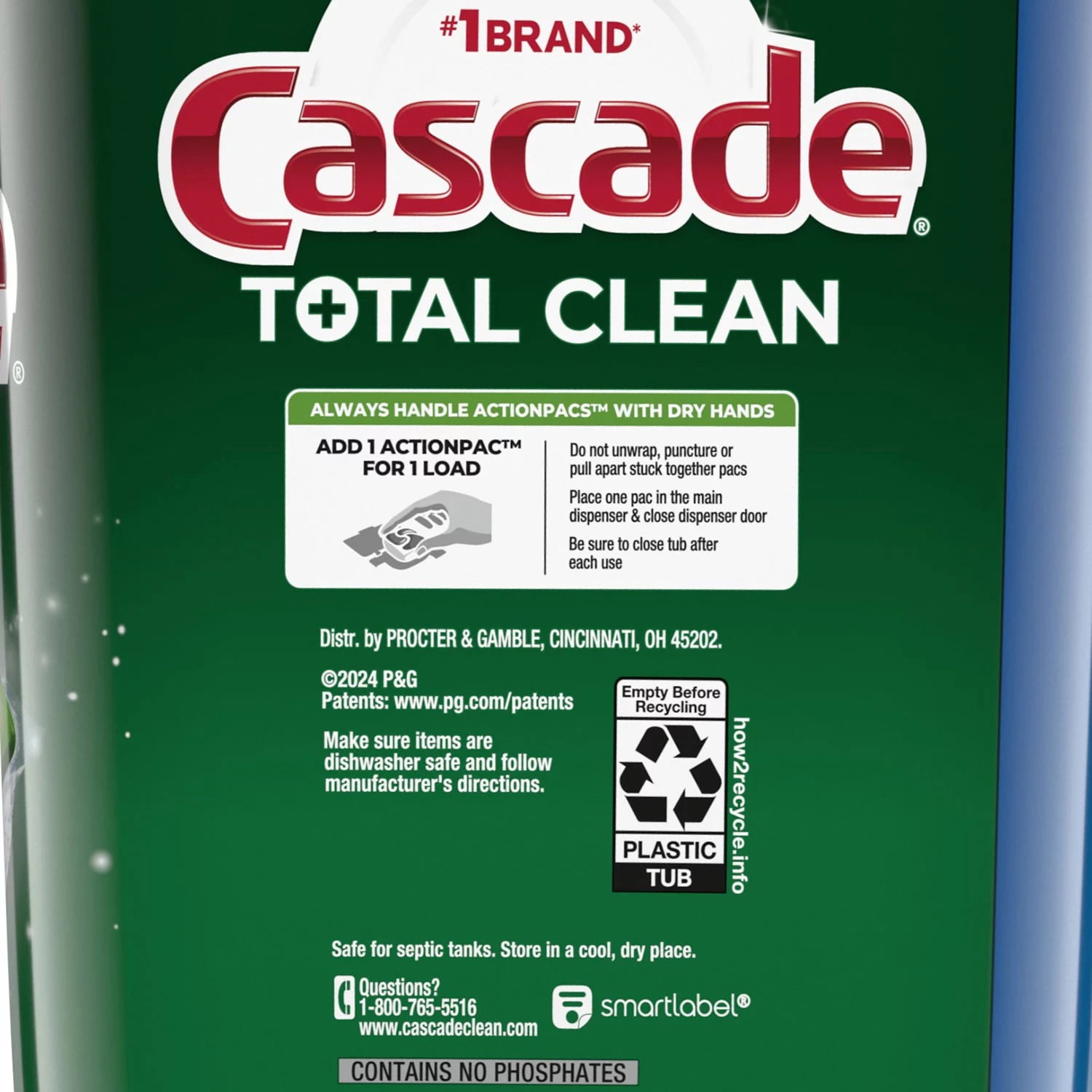 Cascade Total Clean ActionPacs Dishwasher Detergent, Fresh Scent, 95 Count