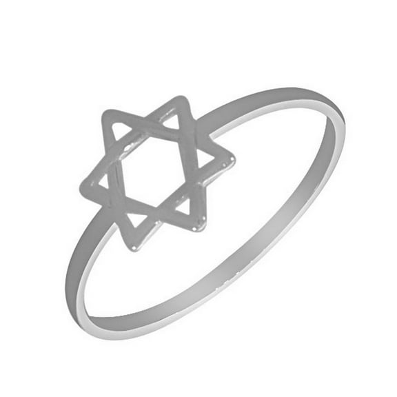 925 Sterling Silver Polished Classic Small Star of David Ring Band - Size 6