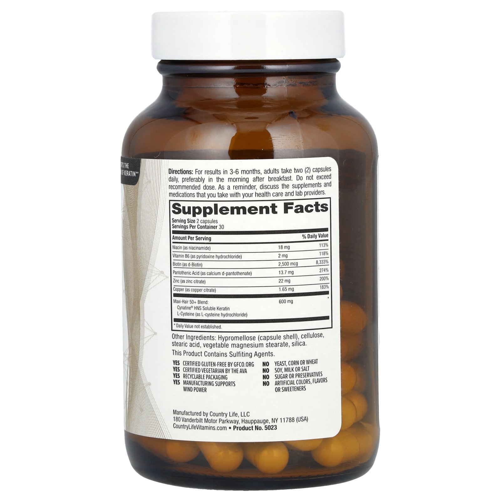 Country Life Maxi-Hair, Skin & Nails, 50+, 60 Vegetarian Capsules