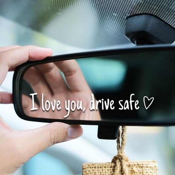 3PCS Drive Safe I Love You Car Decals - Rearview Mirror & Windshield Sticker Set for Couples, Family | Reusable Vinyl Decoration in White/Black/Pink | Express Love & Safety