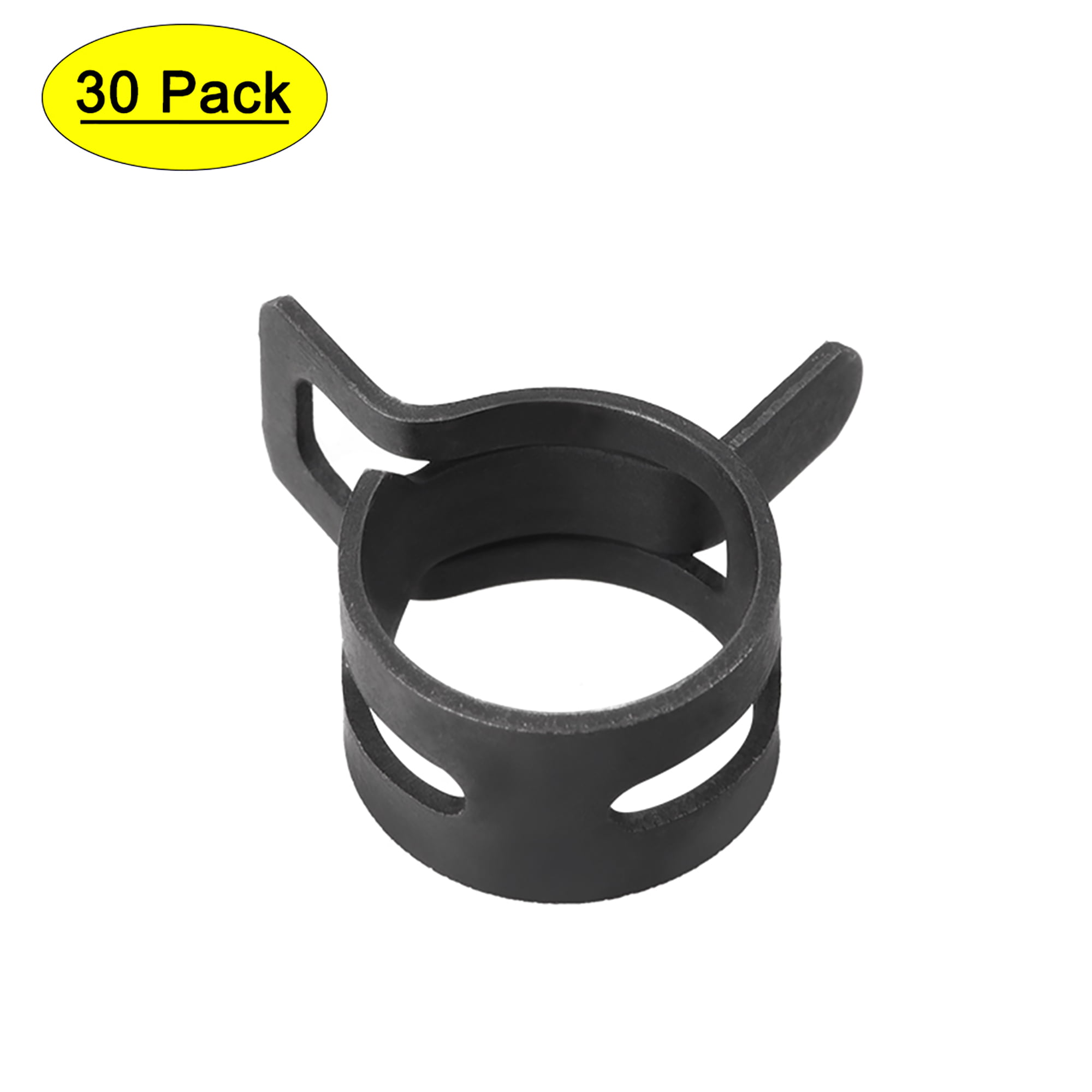 uxcell Steel Band Clamp 11mm for Fuel Line Silicone Hose Tube Spring Clips Clamp Black Manganese Steel 30Pcs