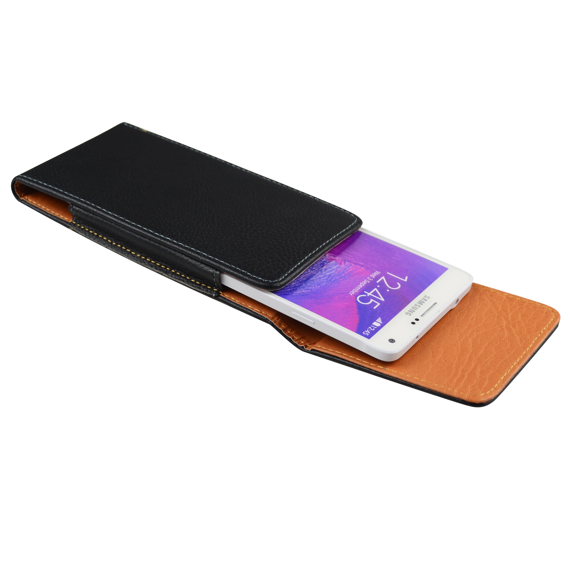 Professional Vegan Leather Vertical Smartphone Holster Case (Black) with Belt Clip & Loop - fits Smartphones up to 6.5-inch iPhone XR/XS Max/XS/X/8+ Galaxy S10+/S9+ Pixel 3 XL V40 ThinQ OnePlus 6T BLU