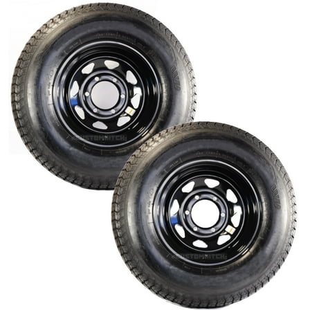 eCustomrim 2-Pack Radial Trailer Tires Rims ST225/75R15E 6L Load E 6-5.5 Spoke Wheel Black