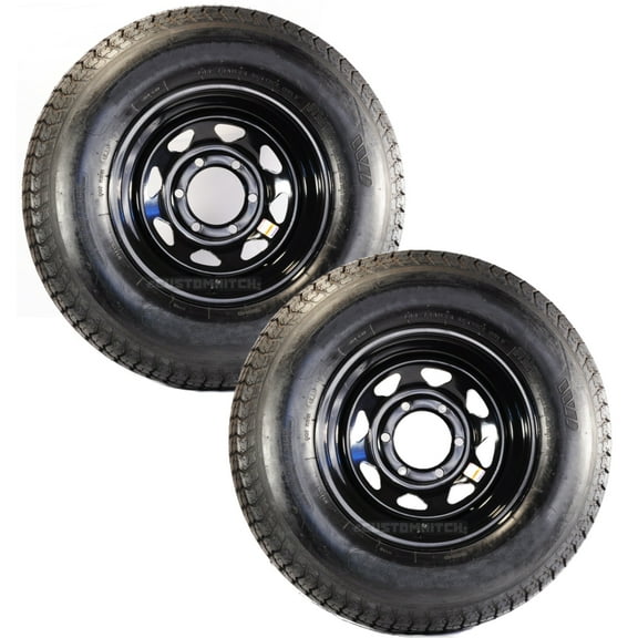 eCustomrim 2-Pack Radial Trailer Tires Rims ST225/75R15E 6L Load E 6-5.5 Spoke Wheel Black