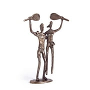 Handcrafted Cast Bronze Celebrating Tennis Player Couple Sculpture