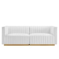thumbnail image 3 of Modular Loveseat Sofa Couch, White Gold, Velvet, French Living Lounge Cafe Lobby Hospitality Restaurant, Modern Contemporary Boutique HB34162, 3 of 11
