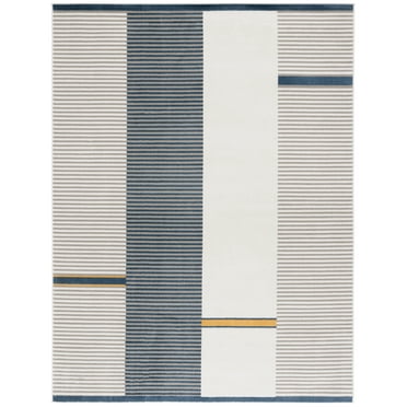 SAFAVIEH Pyramid Joanna Geometric Area Rug, Grey/Ivory Navy, 7' x 9'