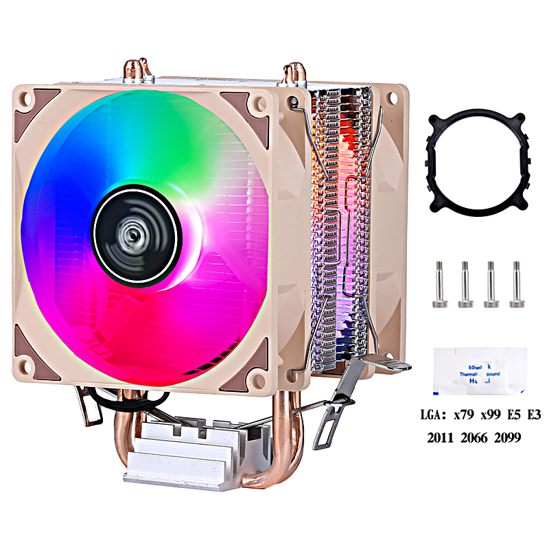 Efficient Cooler 2 Heat Pipe Computer Processor CPU Cooling Fan Suitable For Installing LGA2011 x79 x99 e5 2066 2099 e3 AMD