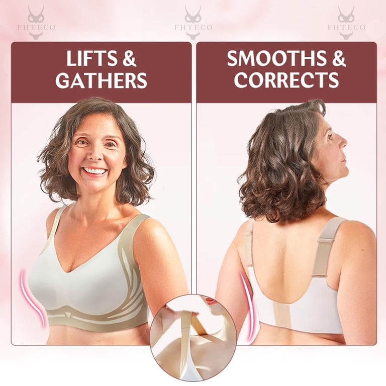 FHTECO Smoothing Bra Anti Sagging Wireless Push Up Bras For Women No Underwire Full Coverage Bra Comfy Bras For Women