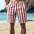 thumbnail image 2 of Domzle Mens Striped Casual Shorts Summer Beach Elastic Button Waist Dress Shorts with Pockets Red 2XL, 2 of 4