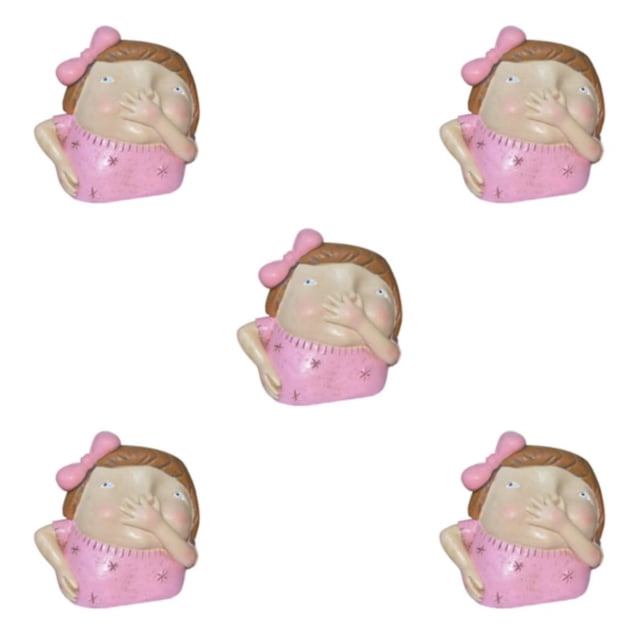 Guardoinrt Joli Pot de Fleurs en Résine Visage de Cactus Tête de Jardinière avec Trou de Drainage Fille 12x11cm 5Ensemble