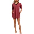 thumbnail image 2 of INSPIRAR CHIC Pijamas de Algodón para Mujeres Camisones Suaves y Cómodos Camisetas de Noche Vestido de Noche con Bolsillos S Burdeos, 2 of 6