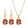 thumbnail image 2 of Conjunto de collar y pendientes navideños para mujer, cadena larga, baño de oro, Navidad Caja de regalo, 2 of 9