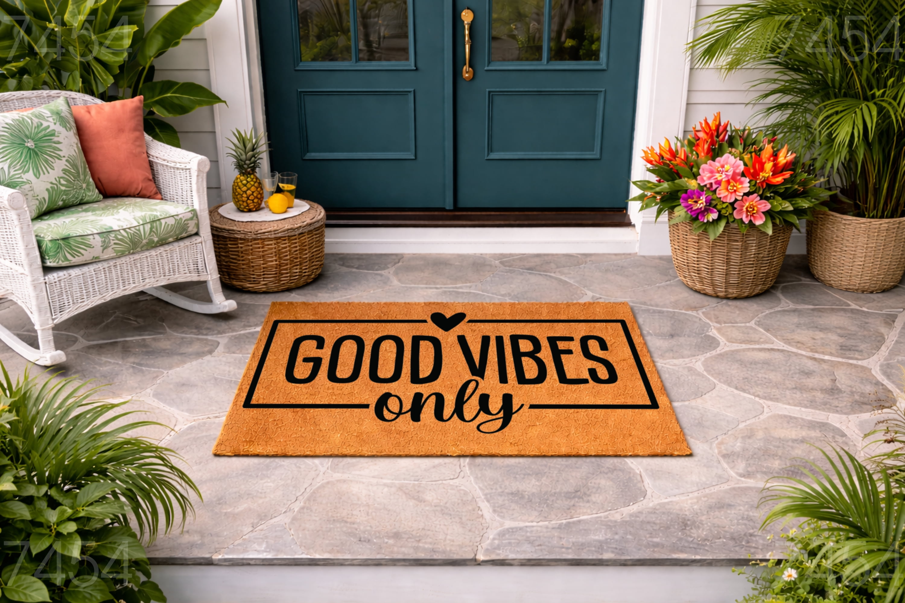 Good Vibes Only - Brown Coir PVC Outdoor Doormat (36x72 inches) 7454