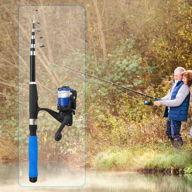 Qiilu 28038-T210BL 2.1m Portable Fishing Rod Pole Set Retractable