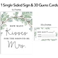 thumbnail image 2 of Inkdotpot White Greenery How Many Kisses For The Soon To Be Mrs Bridal Shower Game 1 Sign + 30 Cards, 2 of 4