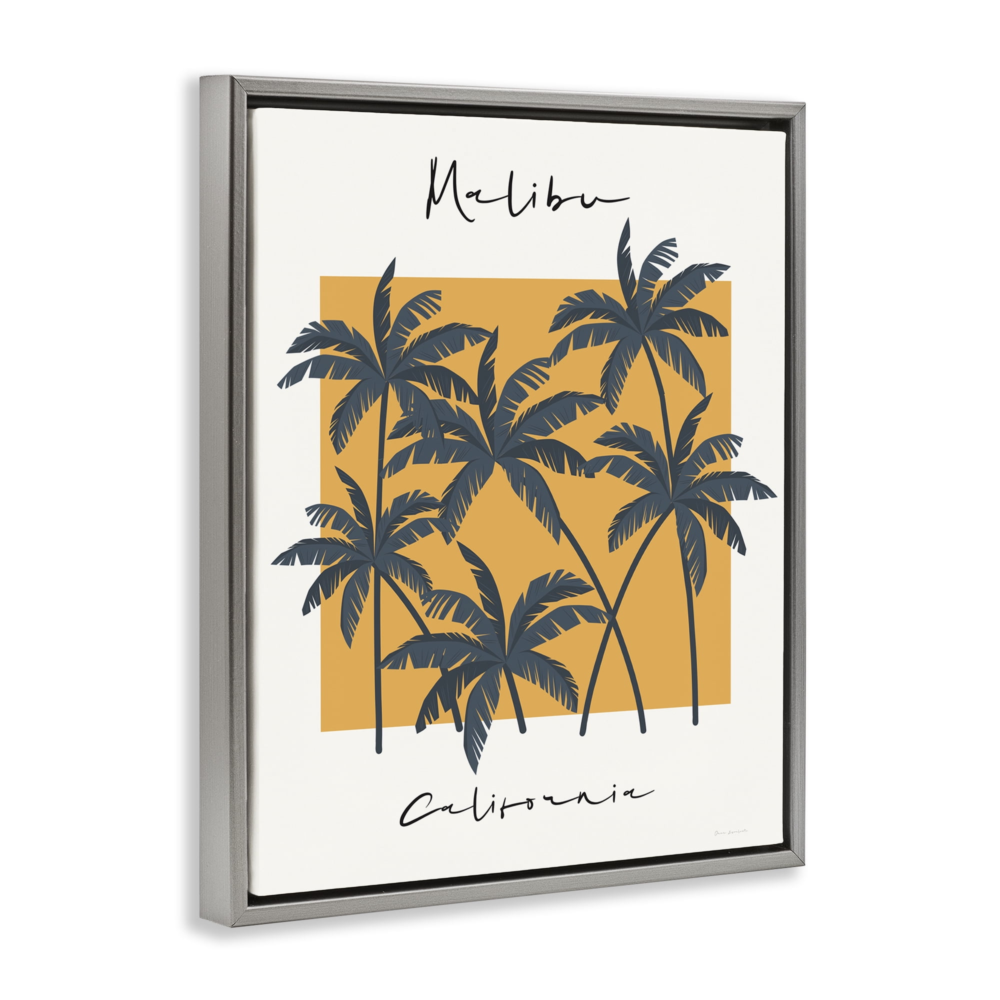 Stupell Industries Malibu Retro Vibe Gray Framed Floater Canvas Wall Art, design by Omar Escalante