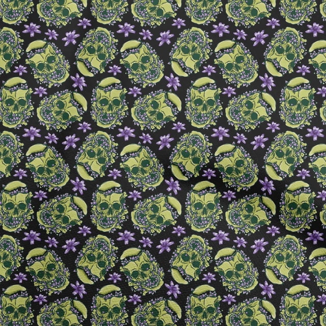oneOone Georgette Viscose Black Fabric Skull Craft Projects Decor Fabric Printed By The Yard 42 Inch Wide