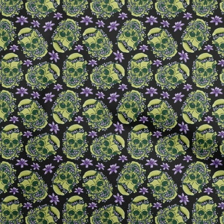 oneOone Viscose Chiffon Black Fabric Skull Sewing Fabric By The Yard Printed Diy Clothing Sewing Supplies 42 Inch Wide-aB