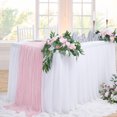 thumbnail image 4 of Mantel de gasa bohemio de color rosa empolvado para mesa, mantel rústico transparente para decoración de bodas, despedidas de soltera y fiestas, 4 of 5